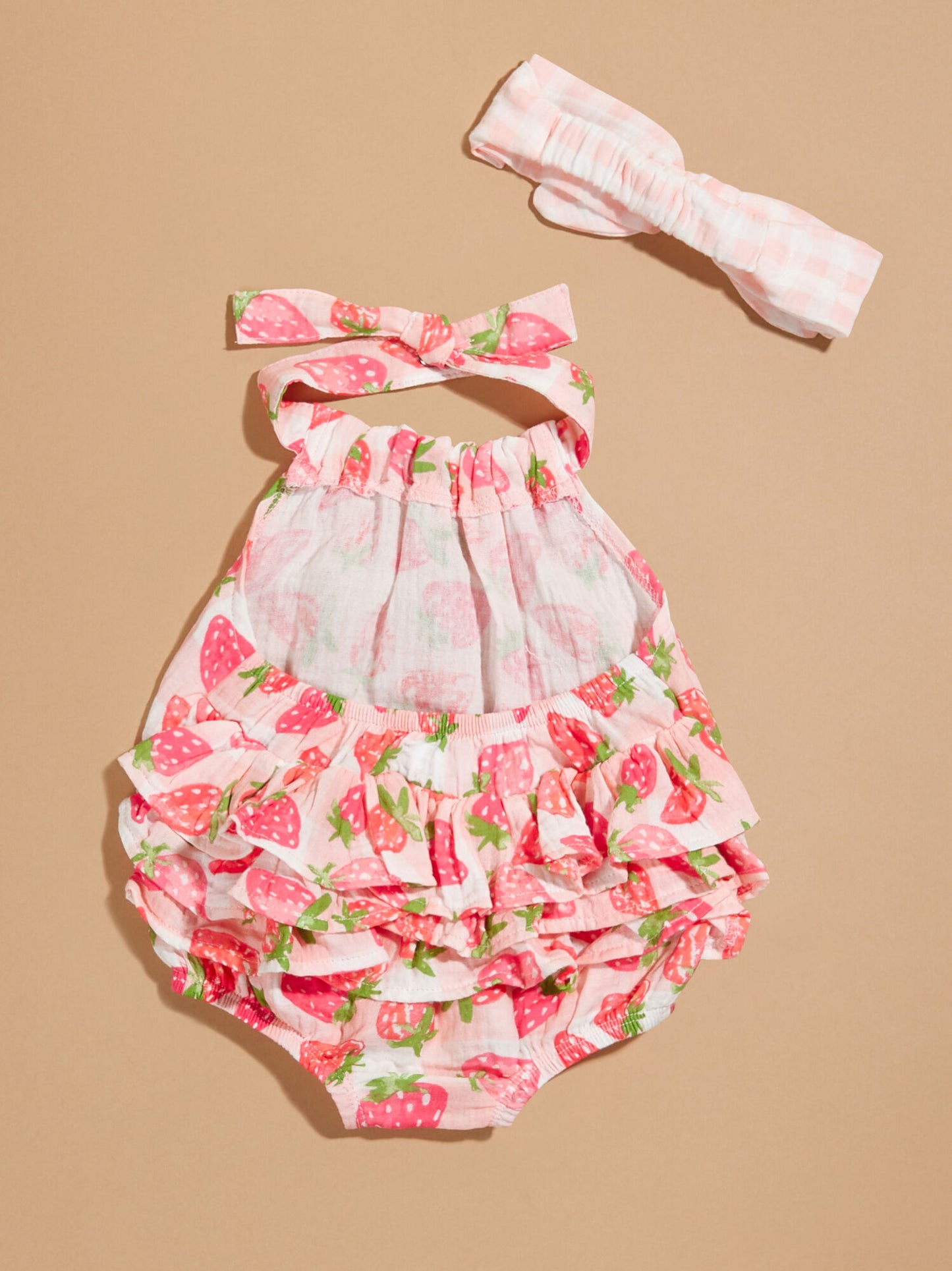 Strawberry Sunsuit And Headband Set By MudPie