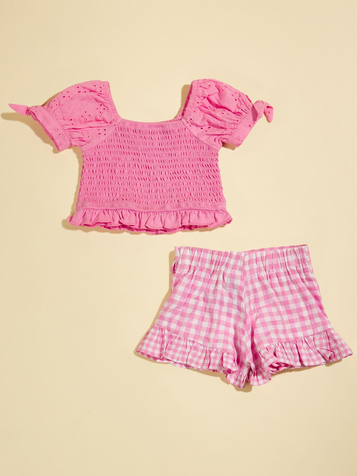 Alice Smocked Top And Gingham Shorts Set