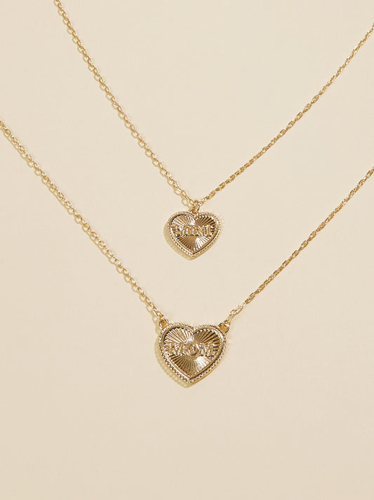  Mom & Mini Heart Necklace Set