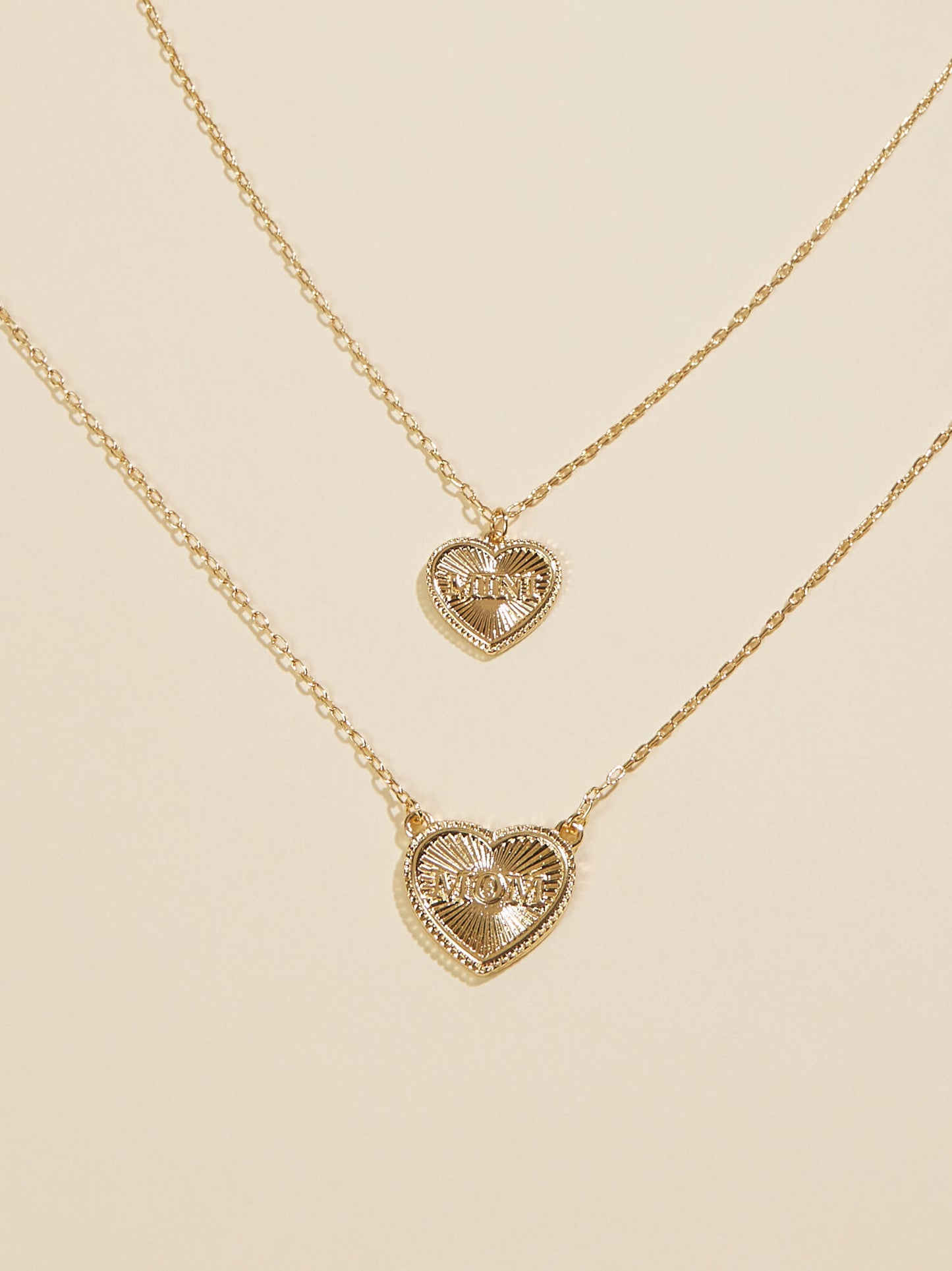  Mom & Mini Heart Necklace Set