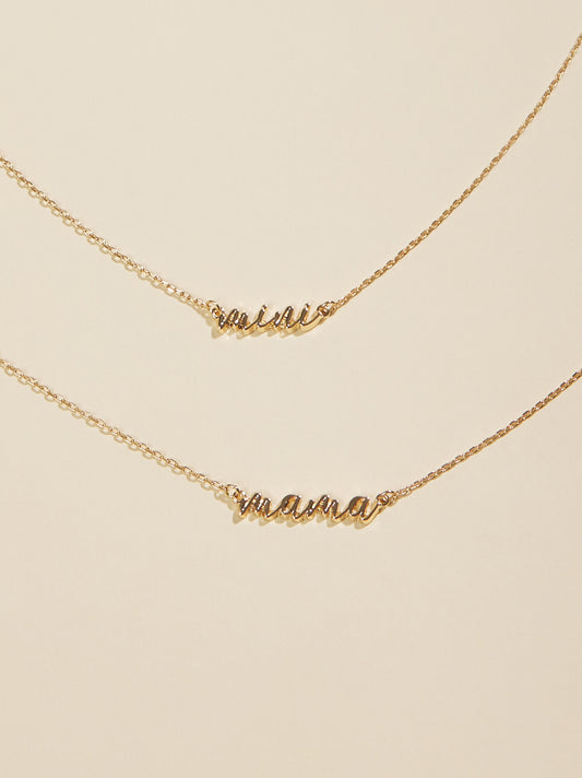  Mama & Mini Cursive Necklace Set