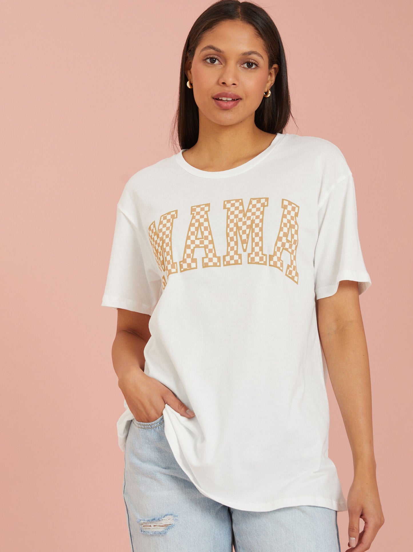  Mama Checkered Graphic Tee