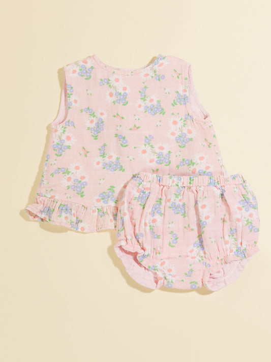  Iris Floral Ruffle Tank And Bloomer Set