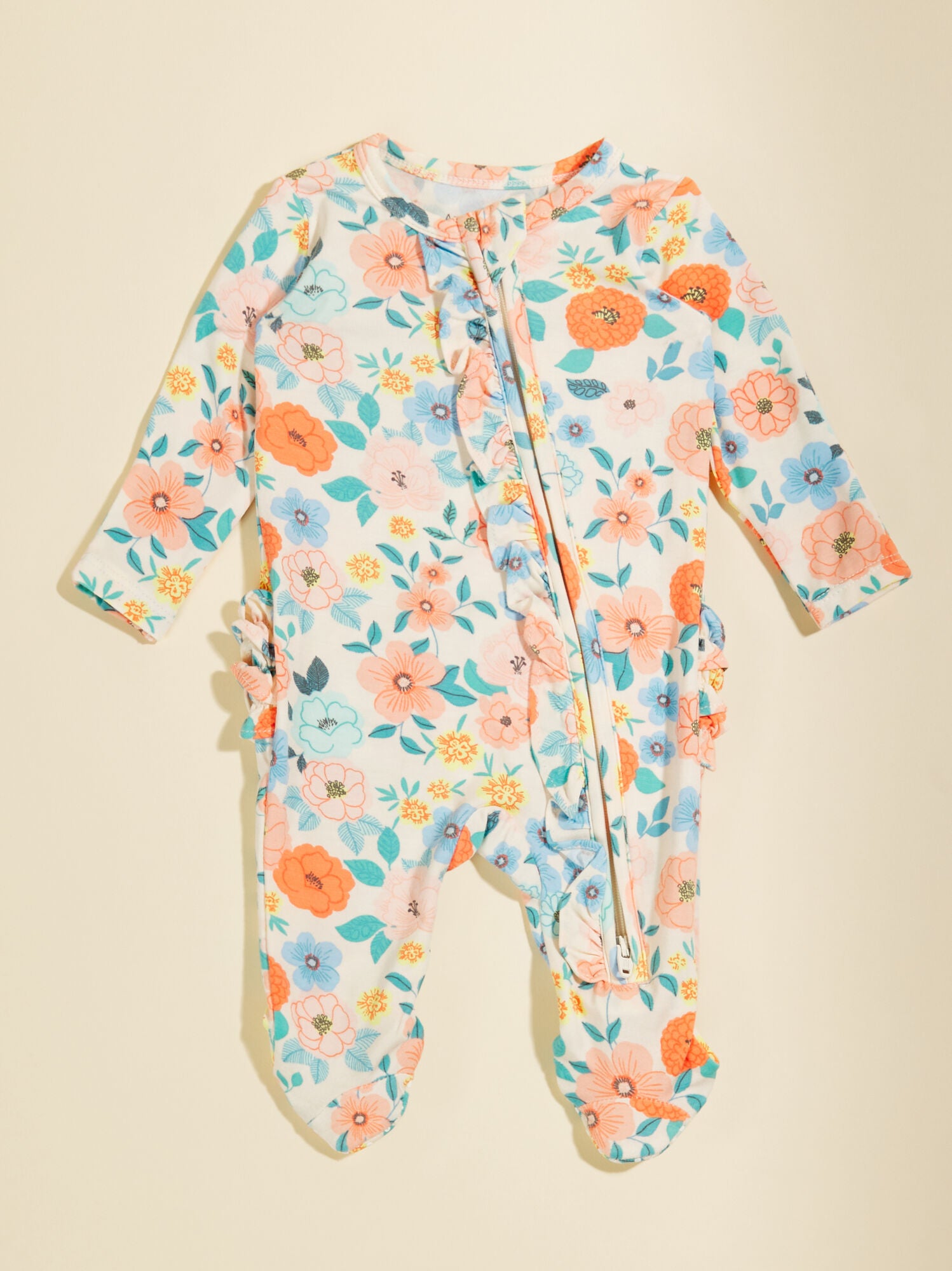  Emerson Floral Ruffle Footie