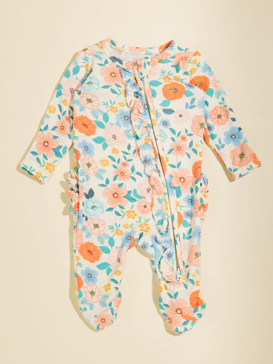  Emerson Floral Ruffle Footie