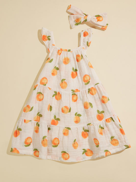  Sweet Peach Tiered Dress