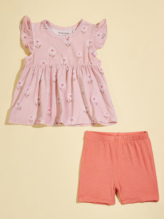  Flora Daisy Ruffle Tank And Shorts Set