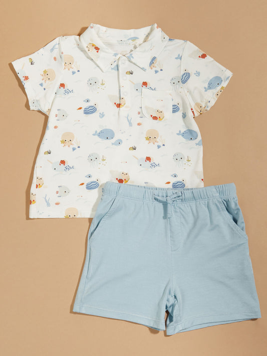  Ocean Adventures Polo Top And Shorts Set