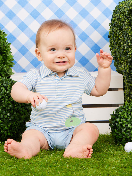  Tee Time Baby Striped Polo Set