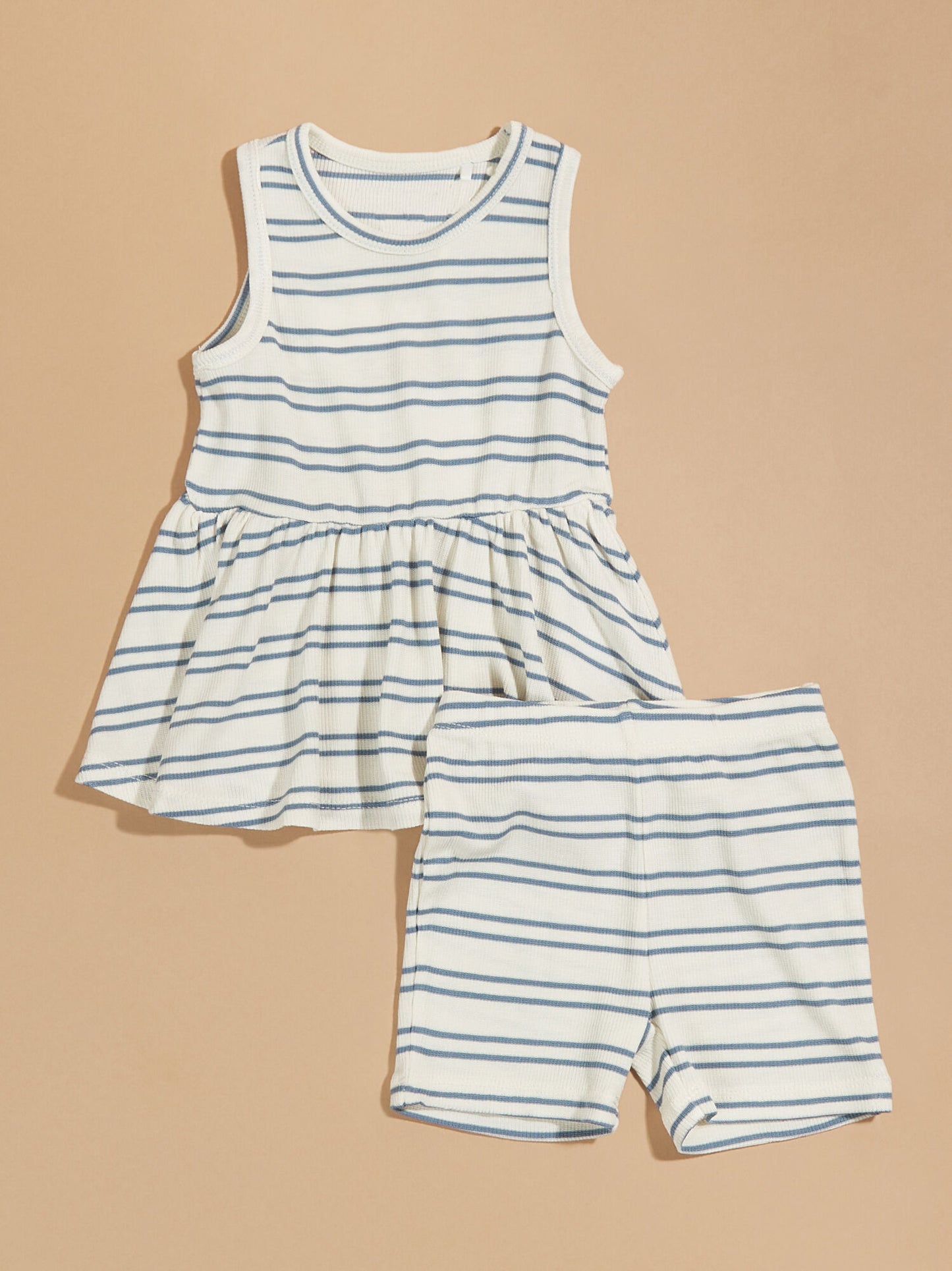  Blake Ribbed Striped Tank And Shorts Set