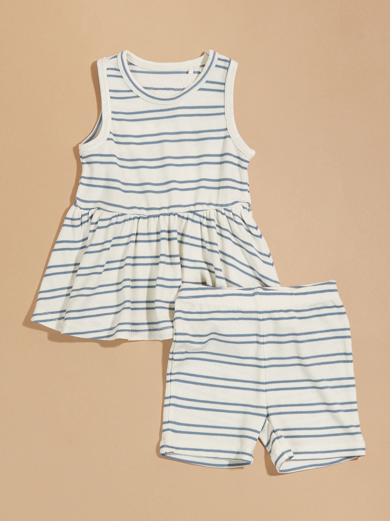  Blake Ribbed Striped Tank And Shorts Set