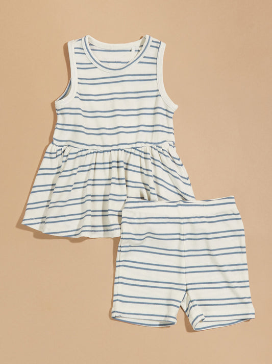  Blake Ribbed Striped Tank And Shorts Set