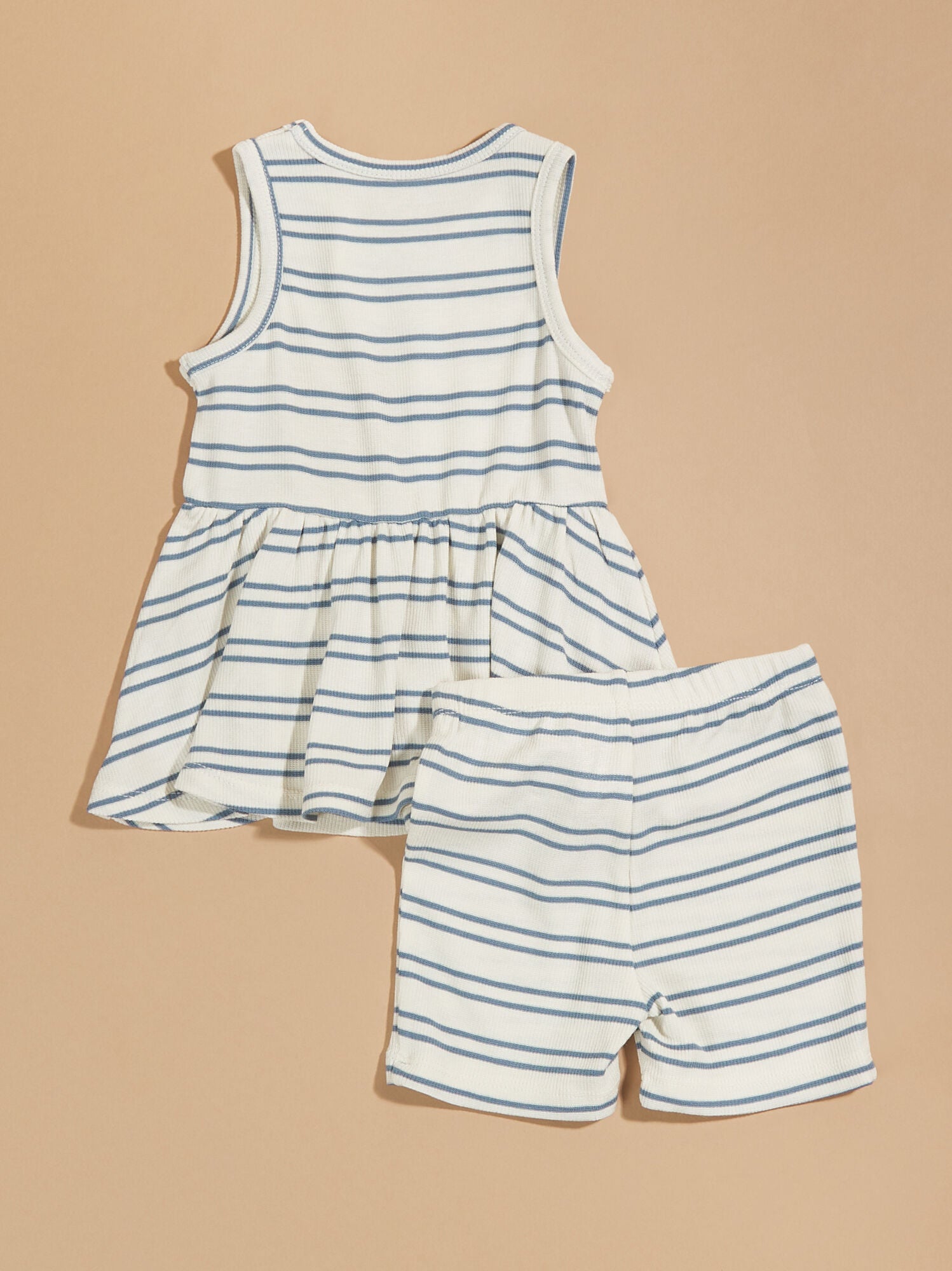  Blake Ribbed Striped Tank And Shorts Set