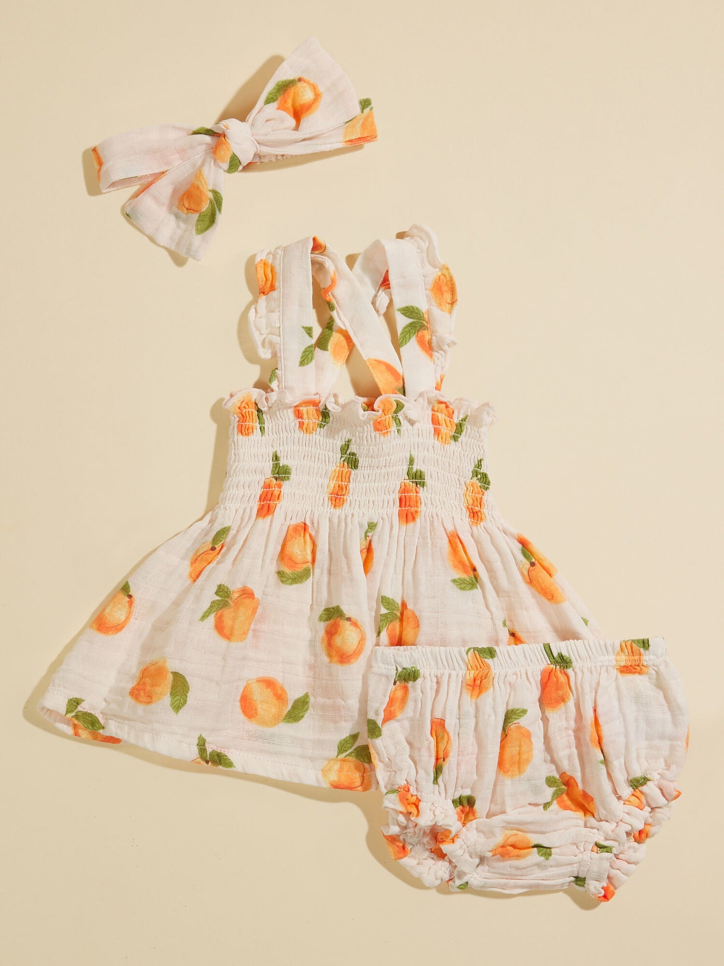  Sweet Peach Dress And Bloomer Set