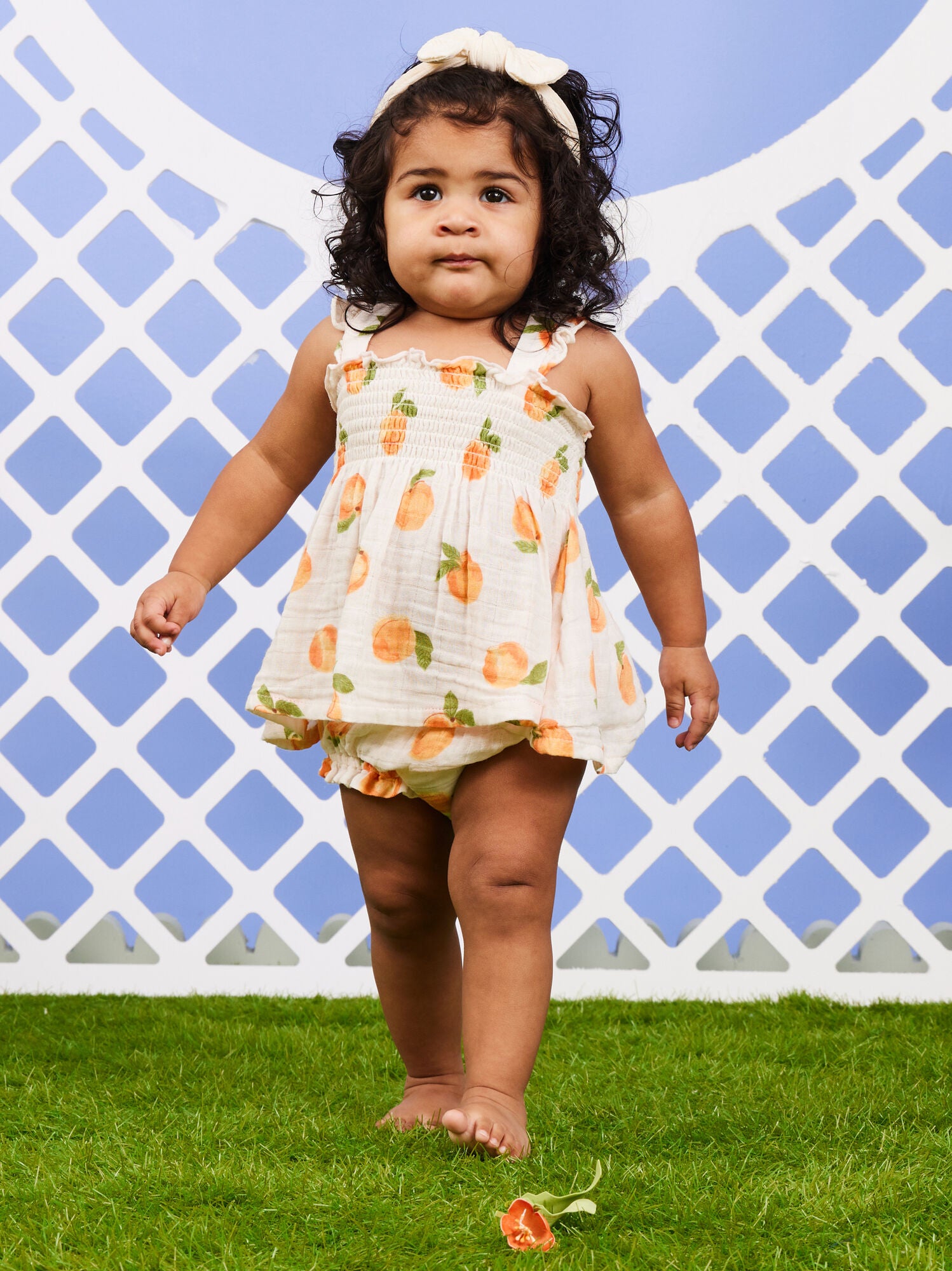  Sweet Peach Dress And Bloomer Set