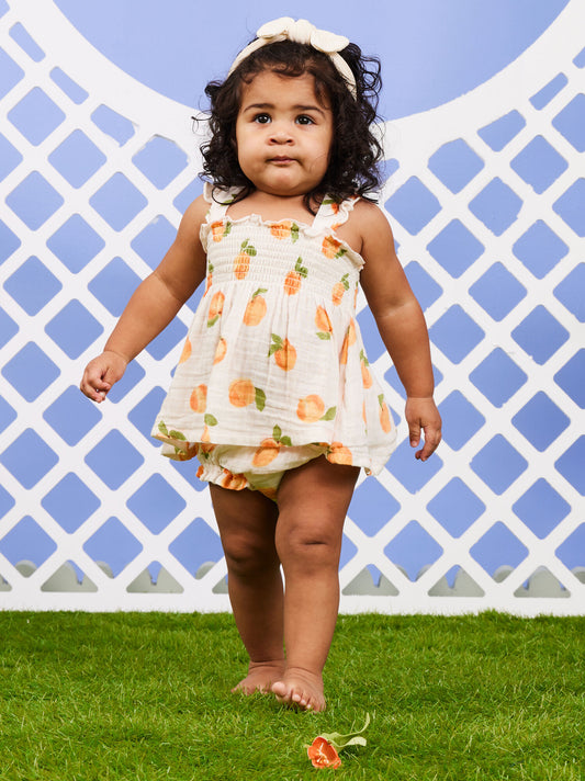  Sweet Peach Dress And Bloomer Set