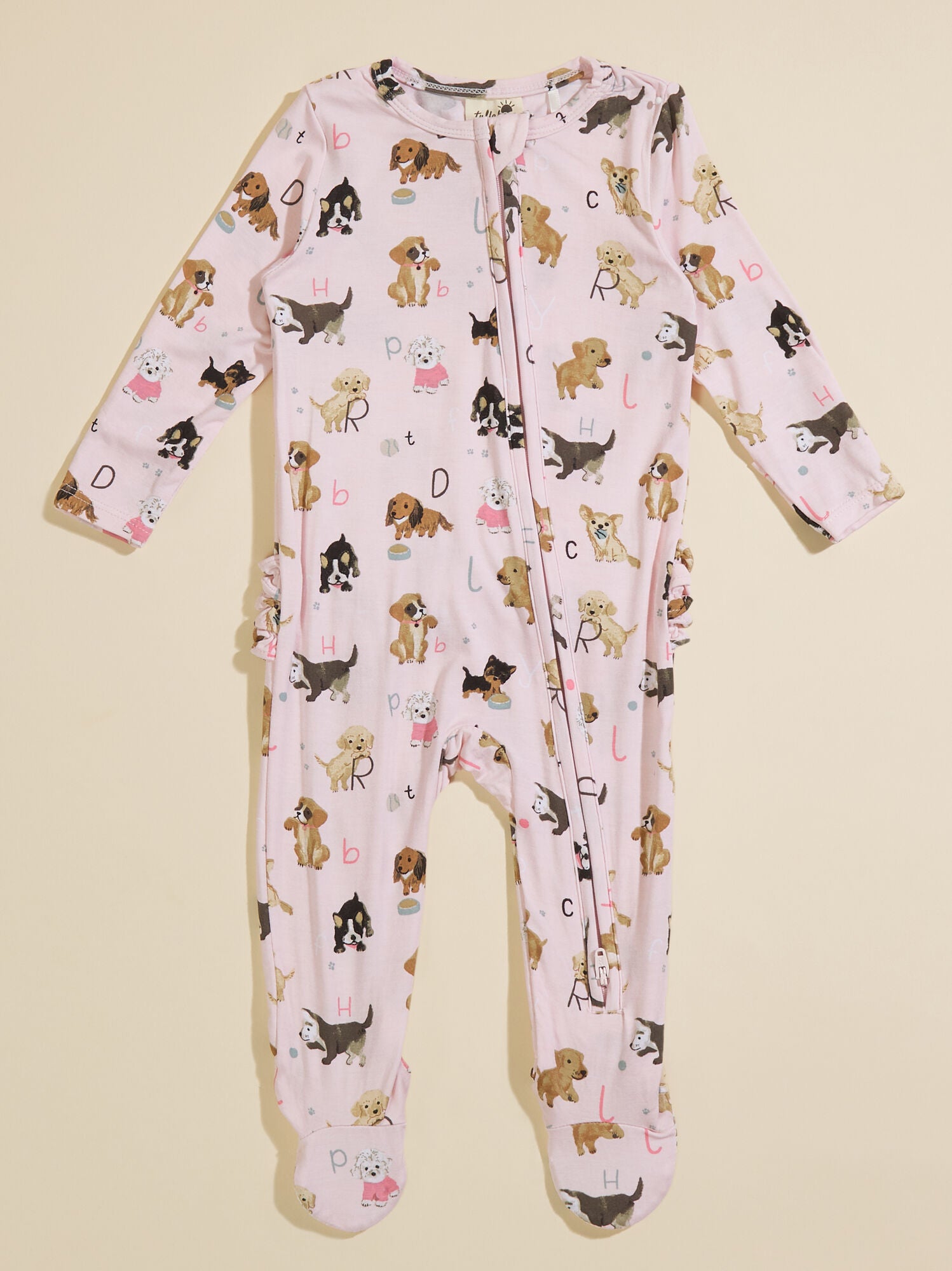  Alphabet Puppy Ruffle Footie