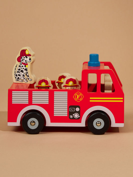  Firetruck Wood Set By MudPie