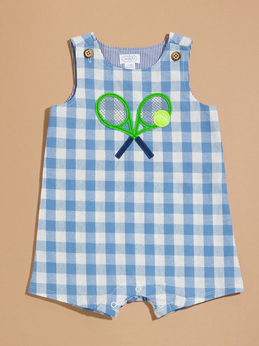  Tyson Tennis Gingham Romper By MudPie