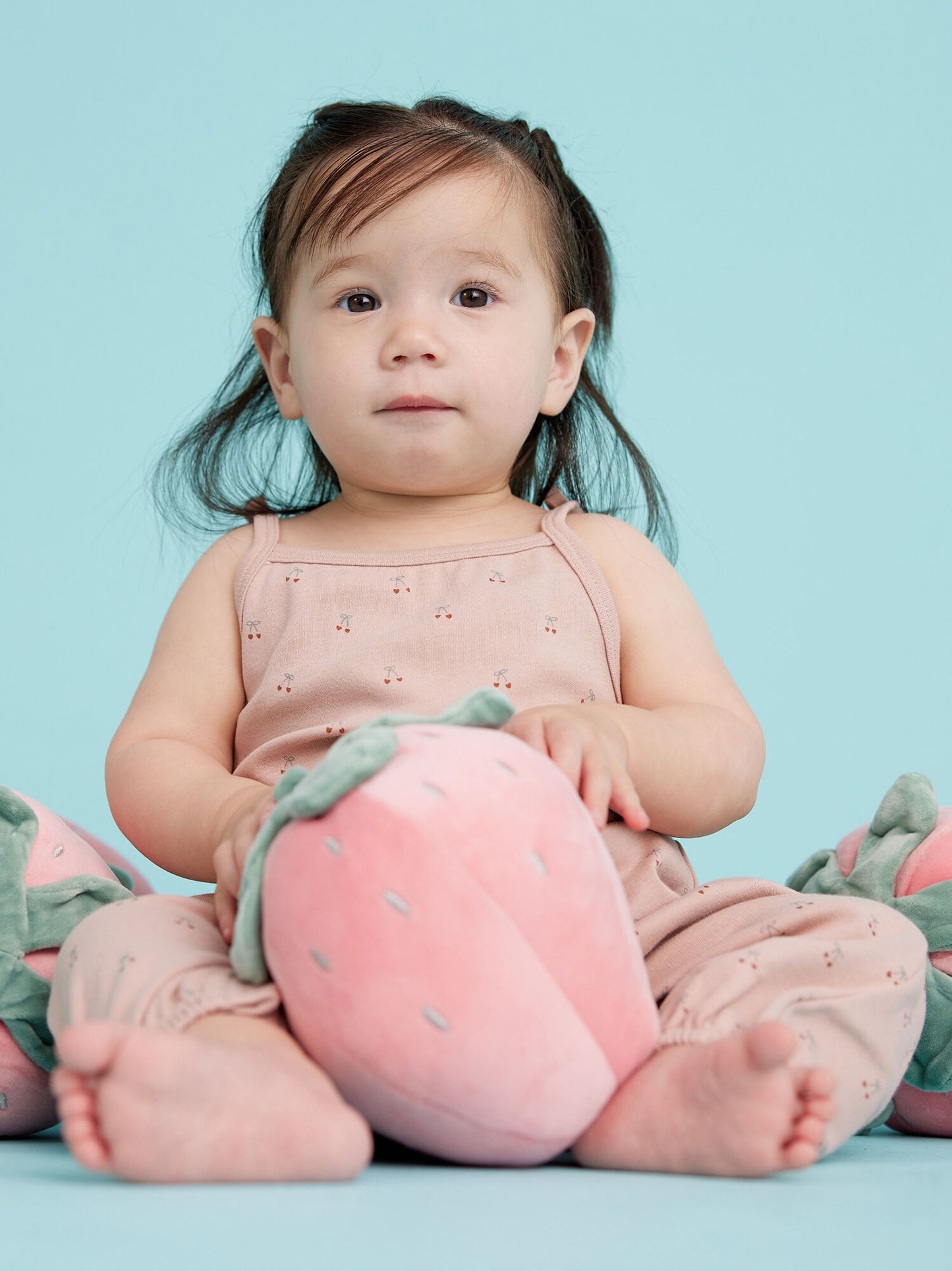  Cherry Smocked Jumpsuit By Quincy Mae