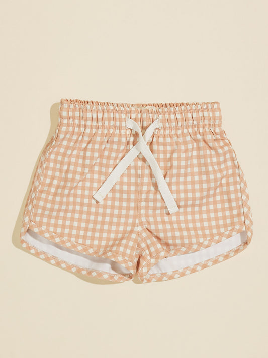  Tanner Gingham Swim Trunks By Rylee + Cru