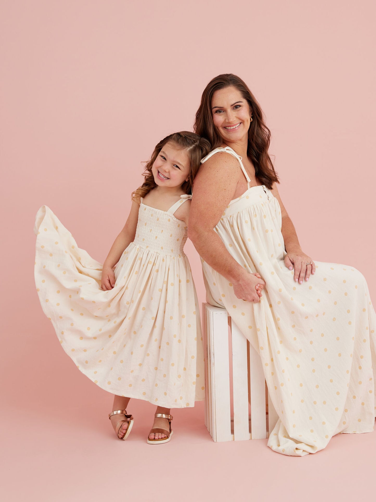  Katelyn Polka Dot Smocked Dress By Rylee + Cru