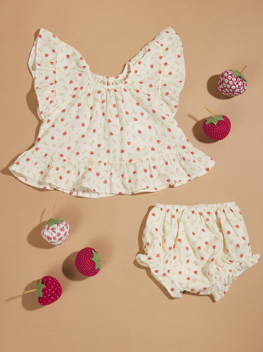 Strawberry Fields Top And Bloomer Set By Rylee + Cru