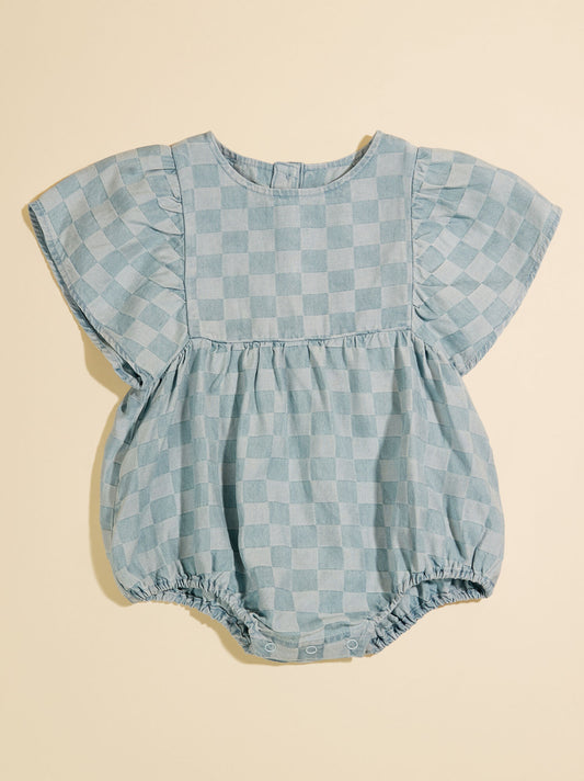  Eve Checkered Romper By Rylee + Cru