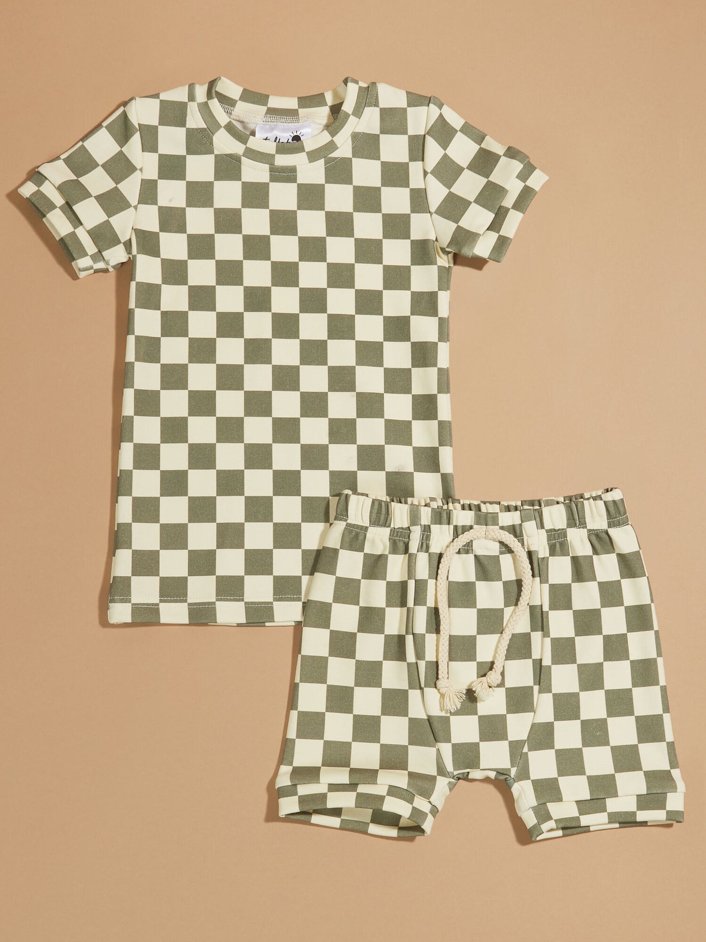  Chase Checkered Tee And Shorts Set