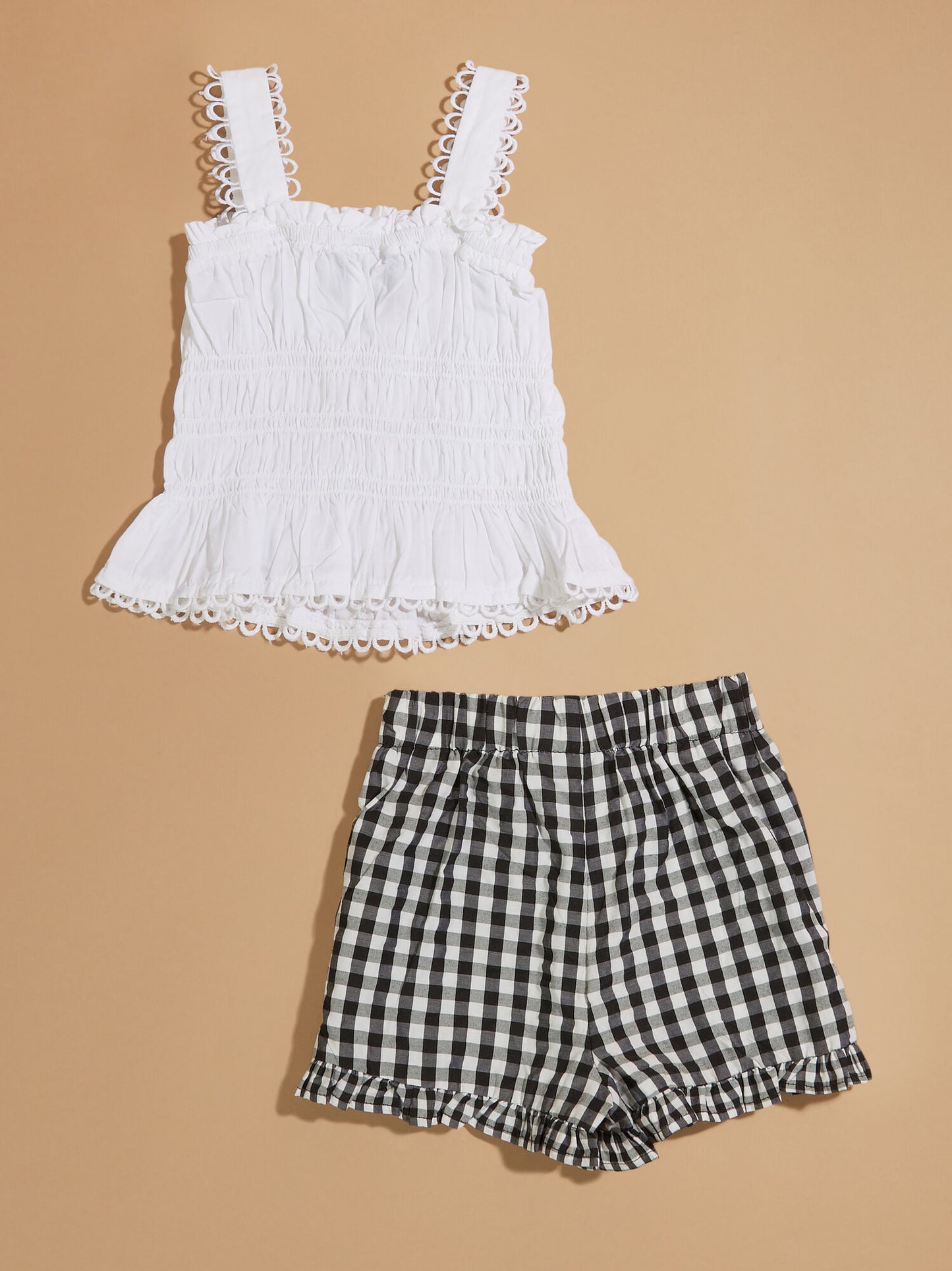  Margi Tank And Bow Gingham Skort Set