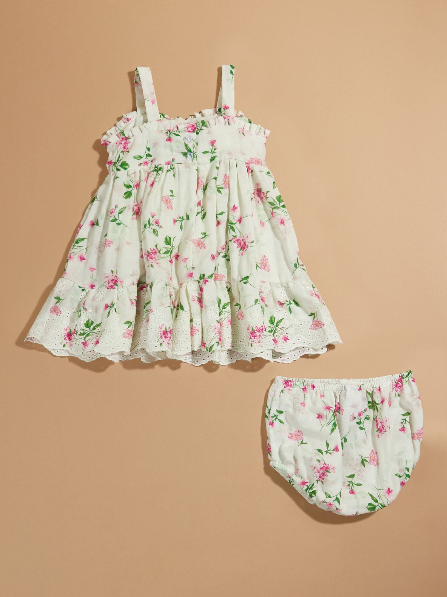  Luna Dainty Floral Dress And Bloomer Set