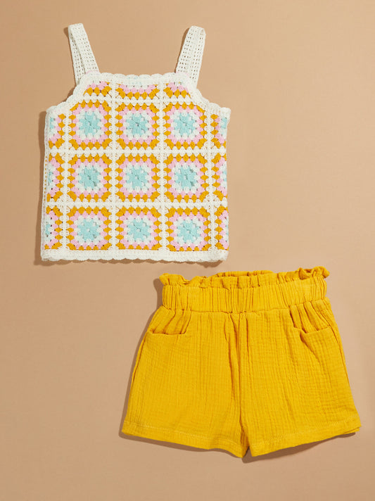  Rachel Crochet Tank And Shorts Set