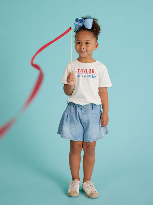  Kaylee Pleated Denim Shorts