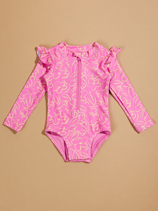  Sunset Surfer Ruffle Rash Guard